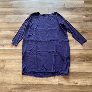 NWT Eileen Fisher Large Silk Georgette Crepe Dress Knee Length Purple $308